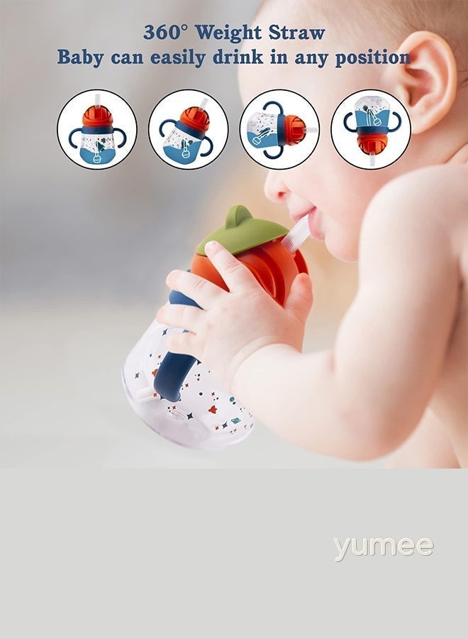 yumee Sippy Cup for Baby 6-12 Months, Spill-Proof & Leak-Proof with Weighted Straw, BPA-Free Soft Spout Trainer Cup with Handles, 260ml - Image 4